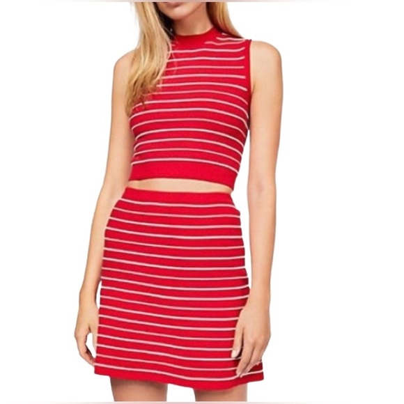 Free People Red Striped Knit Matching set: Sleeveless crop top and skirt, size M - Picture 2 of 9